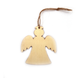 Christmas Wooden Angel Pendant for Decoration 85x78x2 mm with rope