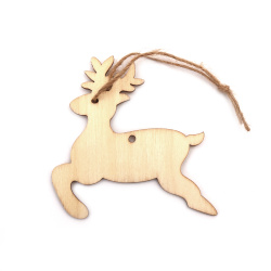 Christmas Wooden Deer Pendant for decoration  85x83x2 mm, with rope