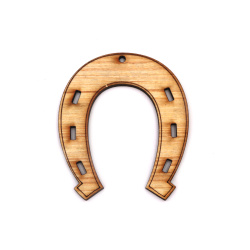Wooden horseshoe, 88x78 mm, hole 3 mm, for decoration