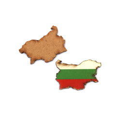 Map of Bulgaria with a tricolor flag made of MDF, measuring 30x50 mm - a set of 2 pieces