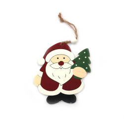 Wooden Christmas Ornament - Santa Claus / 90x100x5 mm - 1 piece
