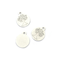 White Wooden Hanging Ornament for Decoration with a Tree / 25x30x2 mm, Hole: 3 mm - Pack of 20