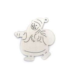 Unfinished Wooden Santa Claus Shape for Coloring / 80x80x3 mm,  Hole: 3 mm / White - 4 pieces 