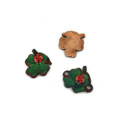 MDF Clover & Ladybug Charm, 20x18mm, 3mm Thick, 10 Pieces