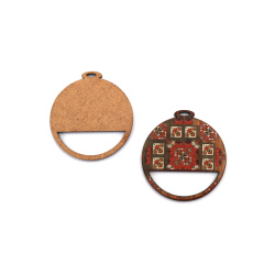 MDF Shevitsa Pendant, 49x45x3 mm with 5x2 mm Hole - Pack of 5