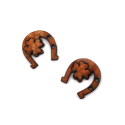 Wooden Horseshoes with Clover 16x16x1.5 mm - 10 pieces