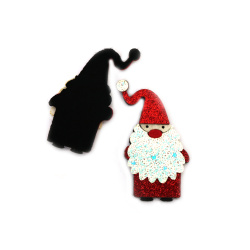 Santa Claus felt with brocade, 75x40x4 mm - 2 pieces