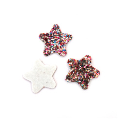 Felt star with brocade, 35x2.5 mm, multicolored - set of 10 pieces