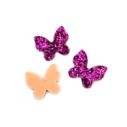 Pâslă fluture cu brocart 31x26x2 mm culoare violet - 10 buc