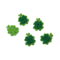 Pandantiv trifoi din fetru 22x27 mm gaură 1 mm - 10 bucăți