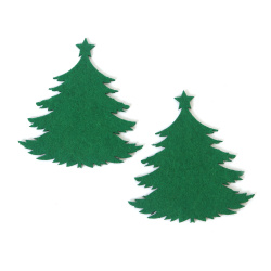 Tmavě zelené filcové výřezy vánoční stromeček, 75 × 80 × 2 mm – 3 kusy