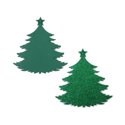Sparkling EVA Foam Christmas Trees 105x115x2 mm – Glitter Green – 2 pcs – Perfect for Festive Crafts and Creative Holiday Decorations