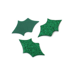 Glitter Green Foam EVA Mistletoe Leaves 2.5x4.5 cm – Set of 10 Pieces – Perfect for Christmas Decorations, Crafts and DIY Projects