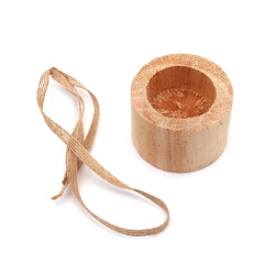 Wooden Candle Holder 41x60 mm for tea light candles 40x25 mm with ribbon 530x7 mm