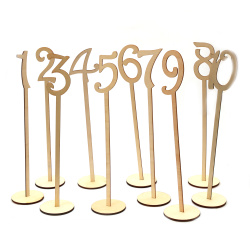 Set of Wooden Table Numbers 350 mm, from 1 to 10