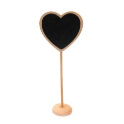 Wooden Sign - Heart with stand 182x76 mm, Blackboard