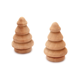 Wooden Christmas tree Figure 61x36 mm for Decoration - 2 pieces