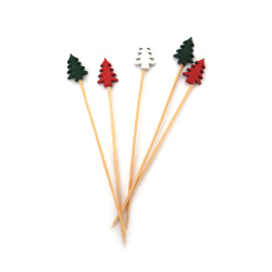 Brad de Crăciun din lemn pe băț pentru decor 15x130x5 mm - 20 bucăți