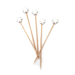 Elegant Wooden Snowflakes on Sticks 17x129x5 mm – 20 pcs – Perfect Natural Decorations for Festive DIY Projects and Winter Arrangements