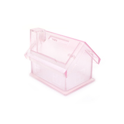 Plastic house box, 57x67 mm, pink color