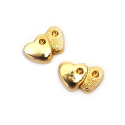 Element plastic hearts for decoration, 20x13 mm, gold color - 10 pieces