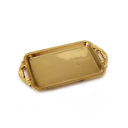 Mini plastic tray for decoration, 80x43x5 mm, gold color - 4 pieces