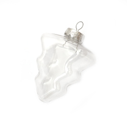 Set of Clear Plastic Christmas Tree: 75x100 mm with Metal Cap and Holder