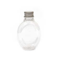 Plastic bottle transparent, 54x85 mm, oval with screw cap