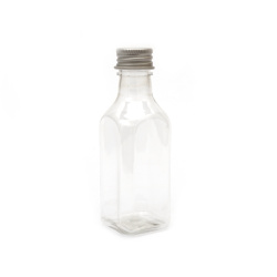 Μπουκάλι πλαστικό διάφανο 34x34x102 mm τετράγωνο με βιδωτό καπάκι