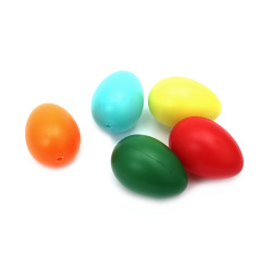 Plastic Eggs: 60x40 mm with One Hole: 4 mm, MIX - 10 pieces