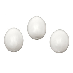 Пластмасови яйца 62x45 мм с една дупка 2 мм бели -15 броя