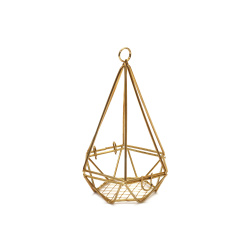 Gold-colored metal cage in a diamond shape, 110x70 mm