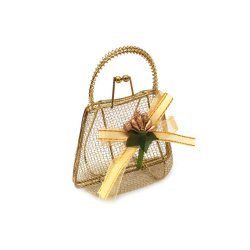 Metal Bag with Decoration, 100x80x55 mm, gold color