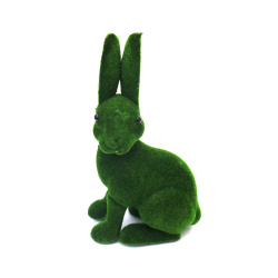 Decorative Rabbit Covered with Green Moss 140x245x97 mm - 1 piece