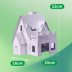 Къща от картон 180x200x220 мм цвят бял -9 части
