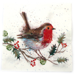 Șervețel decoupage Ambiente 33x33 cm trei straturi Mierlă de iarnă - 1 bucată