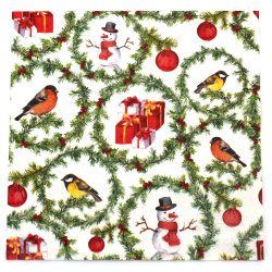 Șervețel decupaj Ambiente 33x33 cm, trei straturi, inele de crengi de pin - 1 bucată