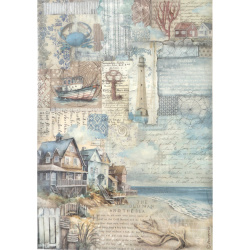 Хартия за декупаж оризова ръчна STAMPERIA   Silent Sea landscape  A4