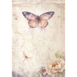 Хартия за декупаж оризова ръчна STAMPERIA   Quiet Days butterfly  A4