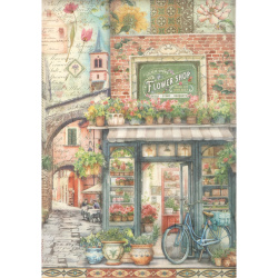 Хартия за декупаж оризова ръчна STAMPERIA   Art of Travelling farmers market  A4