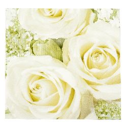 Χαρτοπετσέτα HOME FASHION Λευκά τριαντάφυλλα  33x33 cm -1 τεμάχιο