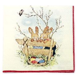 Napkin HOME FASHION 33x33 cm three-layer Bunny Friends -1 piece