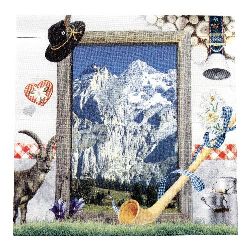 Napkin HOME FASHION 33x33 cm three-layer Welcome to the Alps -1 piece