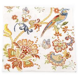 Napkin HOME FASHION 33x33 cm three-layer Embroidery Flowers -1 piece