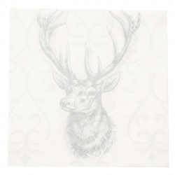 Napkin HOME FASHION for decoupage33x33 cm three-layer Deer gray / silver -1 piece