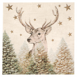 3-Ply Art Napkin AMBIENTE for Decoration / Christmas Deer / 33x33 cm - 1 piece