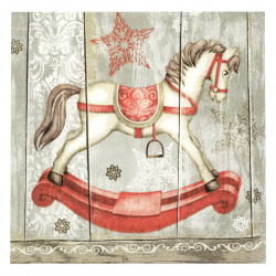 Decorative Napkin for Decoupage AMBIENTE with 3 Layers / Rocking Horse / 33x33 cm - 1 piece