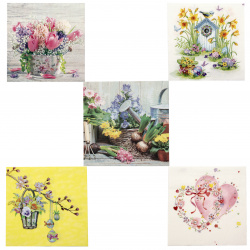 4 x Single Paper Napkins Decoupage and Crafting Table Tiles Collage Flowers 71 