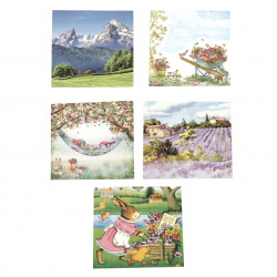 Napkins for decoupage ti-flair 33x33 cm three-layer 5 designs -5 pieces - paintings