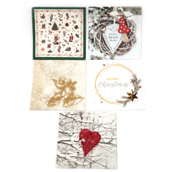 Napkins for decoupage Ambiente 33x33 cm three-layer 5 designs -10 pieces - set CHRISTMAS ASSORTED 2